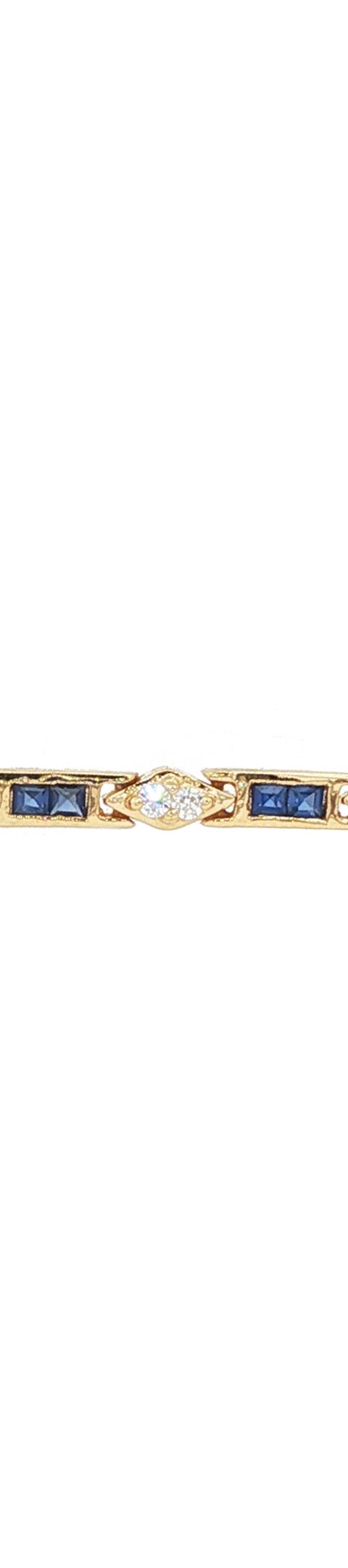 Vintage 18K Gold Bracelet with Sapphire and Cubic Zirconia
